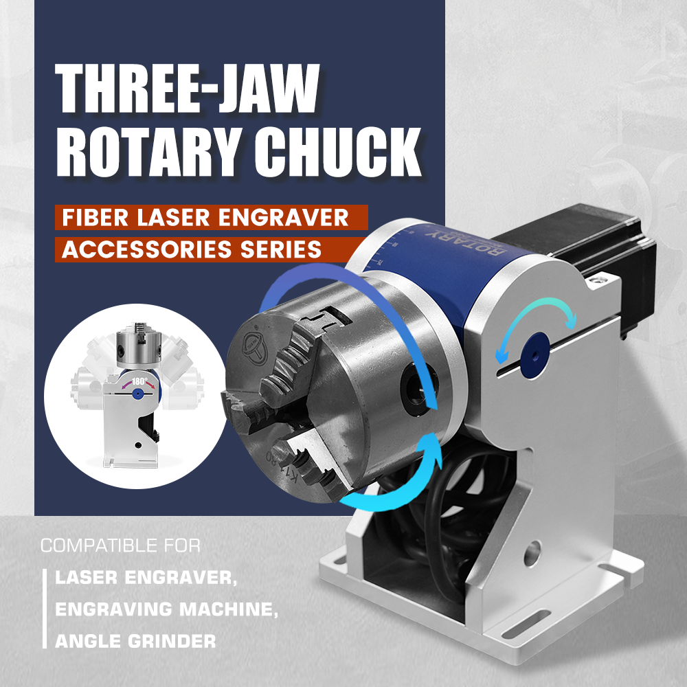 SFX D80 Three-Jaw Rotary Chuck 80mm(3.15in), Fiber Laser Engraver Rotary  Attachment – Industrial Print & Laser